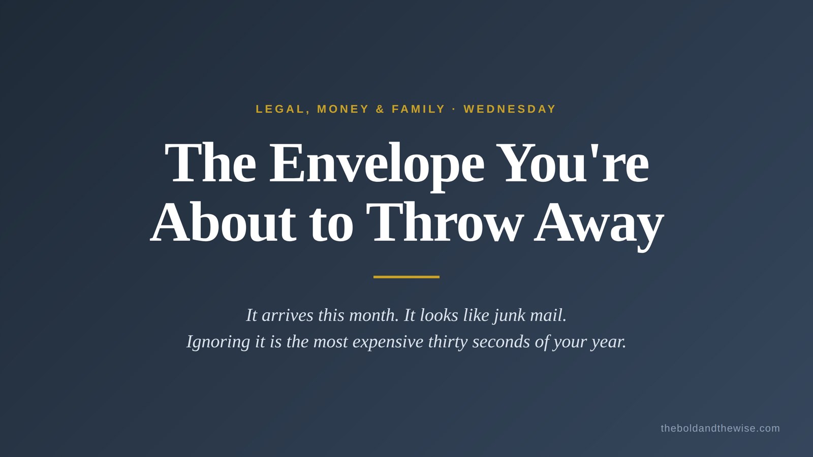 Title card reading: The Envelope You're About to Throw Away.